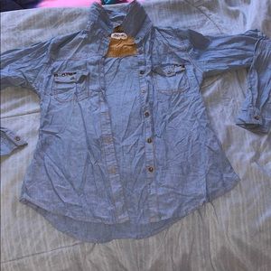 Cow girl style blue Jean shirt